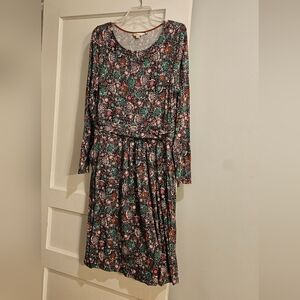 Boden Floral Long-Sleeve Midi Dress, Size 14, Like New